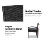 Gardeon 3PC Patio Furniture Bistro Set Wicker Outdoor Lounge Setting - Image 5