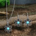 3-Piece Elegant Blue Stone Floral Jewelry Set - Image 2