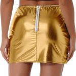 Womens Metallic Shiny Skirts Winter Warm A-Line Mini Skirt - Image 6