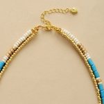 Turquoise & Gold Seed Beads Necklace - Image 3