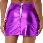 Womens Metallic Shiny Skirts Winter Warm A-Line Mini Skirt - Image 11