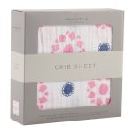 Primrose Indigo Cotton Muslin Crib Sheet - Image 3