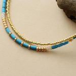 Turquoise & Gold Seed Beads Necklace - Image 2