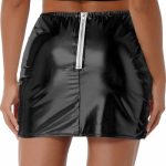 Womens Metallic Shiny Skirts Winter Warm A-Line Mini Skirt - Image 8