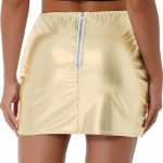 Womens Metallic Shiny Skirts Winter Warm A-Line Mini Skirt - Image 5