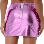 Womens Metallic Shiny Skirts Winter Warm A-Line Mini Skirt - Image 3