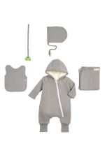 Smart Cuddly Jumpsuit + Bib - Gray - Image 3