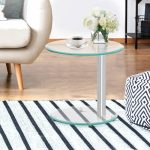 Artiss Side Coffee Table Bedside Furniture Oval Tempered Glass Top 2 - Image 8