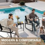 3 Piece Rocking Bistro Set Wicker Patio Outdoor Furniture Porch Chairs - Image 7