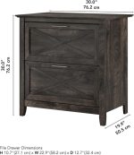 Bush Furniture Key West 2 Drawer Lateral File Cabinet in Dark Gray - Image 2