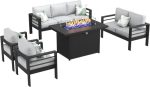 Aluminum Furniture Set with Fire Pit Table, 5 Pieces Patio Sectional - Image 2