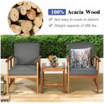 3 Pieces Solid Wood Outdoor Patio Sofa Furniture Set - Image 9