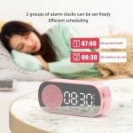 Music Alarm Clocks Mirror FM Radio LED Bluetooth Speaker - Image 2