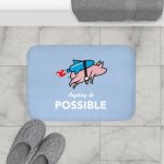 Anything is Possible Flying Pig with Rocket Bath Mat - Image 2