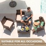 4 Pieces Outdoor Patio Furniture Set, PE Rattan Wicker Chairs Balcony - Image 8