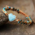 Amazonite Heart Charm Macrame Bracelet - Image 5
