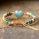 Amazonite Heart Charm Macrame Bracelet - Image 2