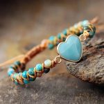Amazonite Heart Charm Macrame Bracelet - Image 3