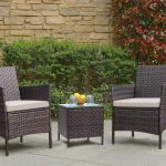 Patio Porch Furniture Sets 3 Pieces PE Rattan Wicker Chairs with Table - Image 5