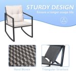 3 Pieces Rocking Wicker Bistro Set, Patio Outdoor Furniture - Image 4