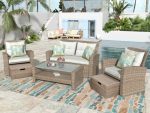 Patio Furniture Set, 4 Piece Outdoor Conversation Set All Weather - Image 2