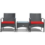 3 Pieces Patio Wicker Rattan Furniture Set with Cushions for Lawn - Image 12