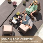 4 Pieces Outdoor Patio Furniture Set, PE Rattan Wicker Chairs Balcony - Image 6