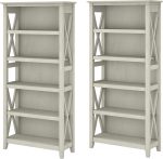 Linen White Oak Bookcase Set by Bush Furniture