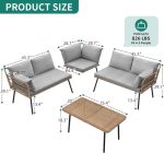 4 Pieces Patio Furniture Set, Outdoor Wicker Conversation Sectional - Image 6