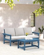 HDPE Patio Sofa Set, 4-Piece Sectional Outdoor Patio Furniture Set,