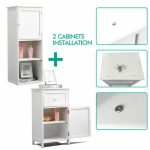Levede 2 in 1 Bathroom Tallboy Furniture Toilet Storage Cabinet - Image 3