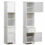 Levede 2 in 1 Bathroom Tallboy Furniture Toilet Storage Cabinet - Image 8
