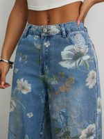 Printed Wide Leg Jeans - Image 2