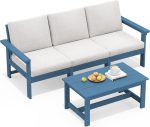 HDPE Patio Sofa Set, 4-Piece Sectional Outdoor Patio Furniture Set, - Image 3