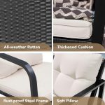 3 Piece Rocking Bistro Set Wicker Patio Outdoor Furniture Porch Chairs - Image 5