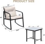 3 Piece Rocking Bistro Set Wicker Patio Outdoor Furniture Porch Chairs - Image 6