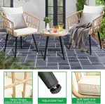 3 Piece Patio Bistro Set, Outdoor Wicker Apartment Balcony Furniture - Image 4