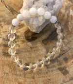 Rainbow Moonstone & Crystal Quartz Stretch Bracelet! Genuine Crystals! - Image 2