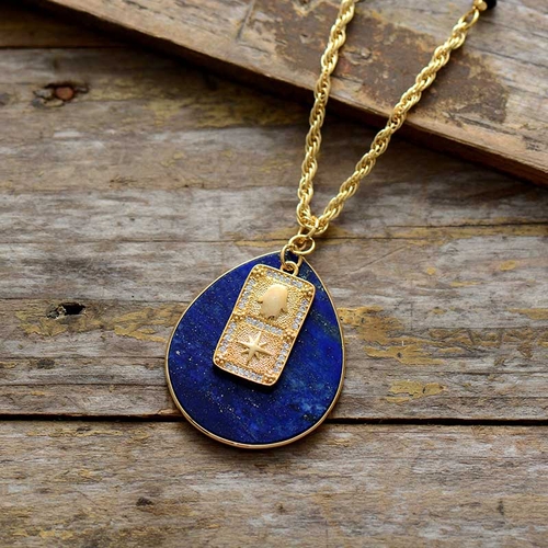 data-177.jpg Lapis Lazuli Spiritual Teardrop Necklace - Image 1