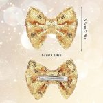 2pcs Sparkling Gold Sequin Bow Hair Clips – Glitter Hair for Girls - Image 2