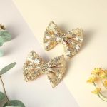 2pcs Sparkling Gold Sequin Bow Hair Clips – Glitter Hair for Girls - Image 3