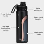 DRINCO® 22oz Stainless Steel Sport Water Bottle - Black - Image 4