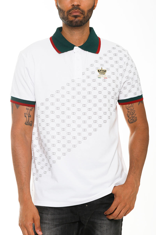 data-393.jpg Italian Print Collared Polo Shirt - Image 1