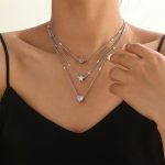 Zircon Necklace Multi-layer Five-pointed Star Love Water Drop Pendant - Image 6