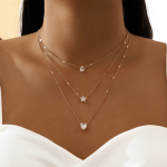 Zircon Necklace Multi-layer Five-pointed Star Love Water Drop Pendant - Image 3