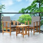 3 Pieces Solid Wood Outdoor Patio Sofa Furniture Set - Image 6