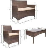 4 Pieces Outdoor Patio Furniture Set, PE Rattan Wicker Chairs Balcony - Image 9