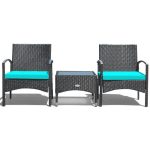 3 Pieces Patio Wicker Rattan Furniture Set with Cushions for Lawn - Image 11