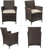 Patio Porch Furniture Sets 3 Pieces PE Rattan Wicker Chairs with Table - Image 2
