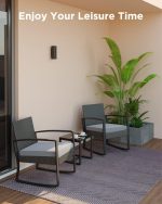 3 Pieces Patio Furniture Set Rocking Bistro Set Outdoor Rattan - Image 8